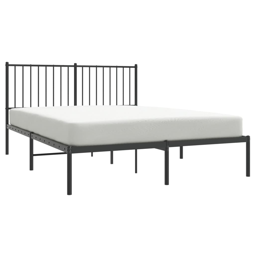Sengeramme i metall med sengegavl svart 140x200 cm