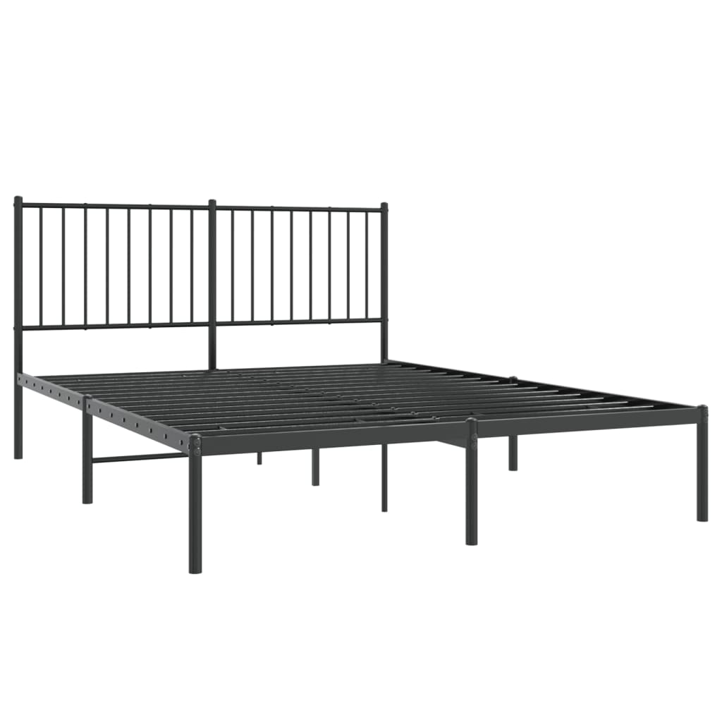 Sengeramme i metall med sengegavl svart 140x200 cm