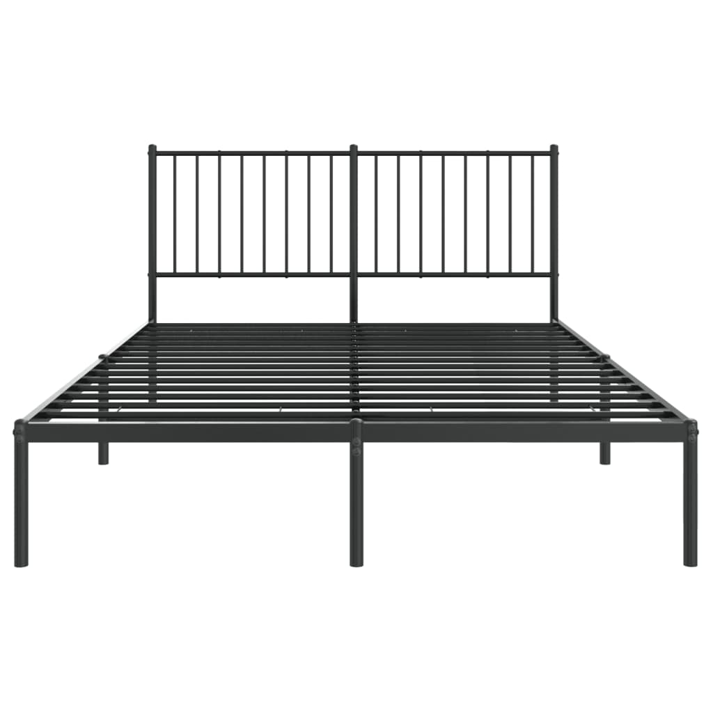 Sengeramme i metall med sengegavl svart 140x200 cm