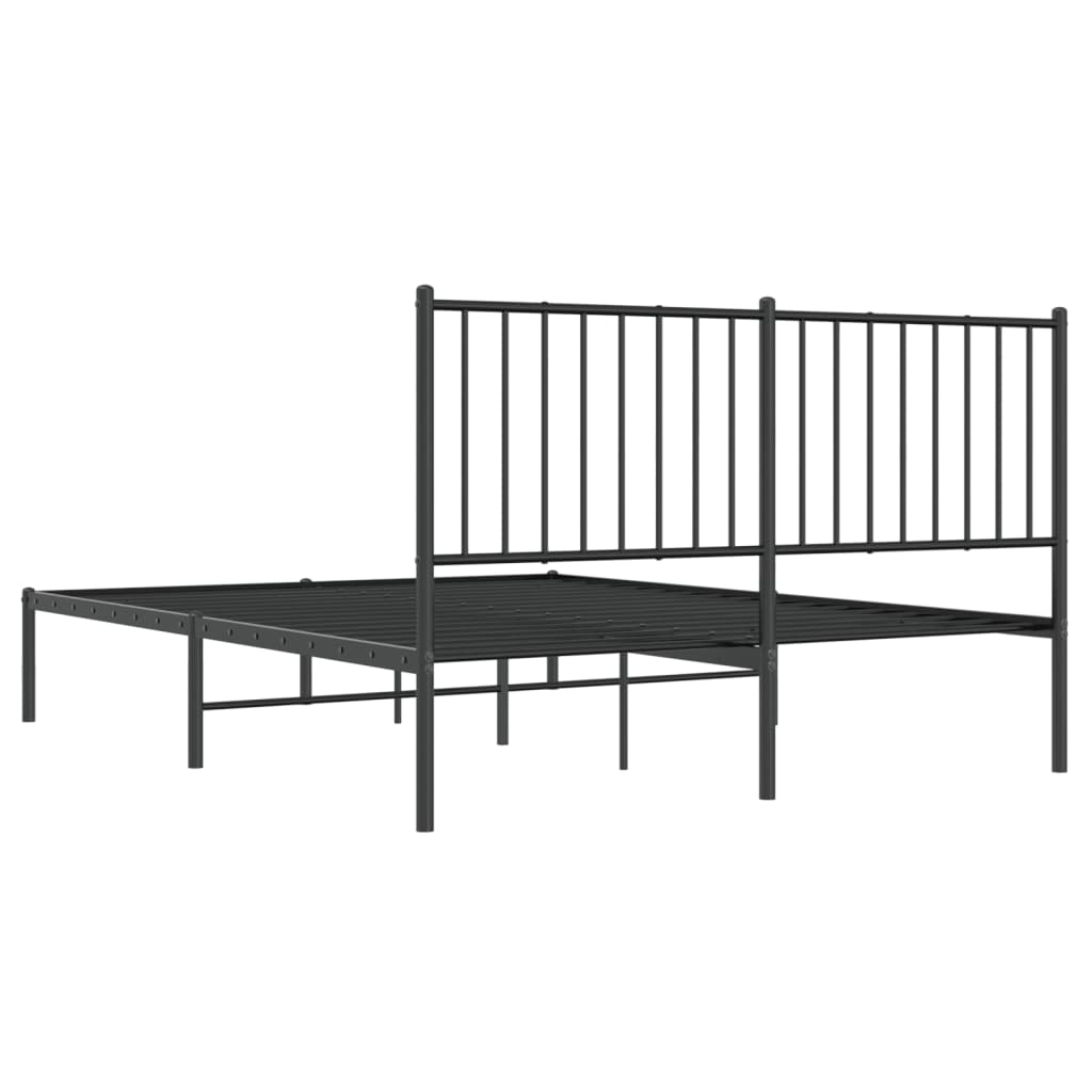 Sengeramme i metall med sengegavl svart 140x200 cm