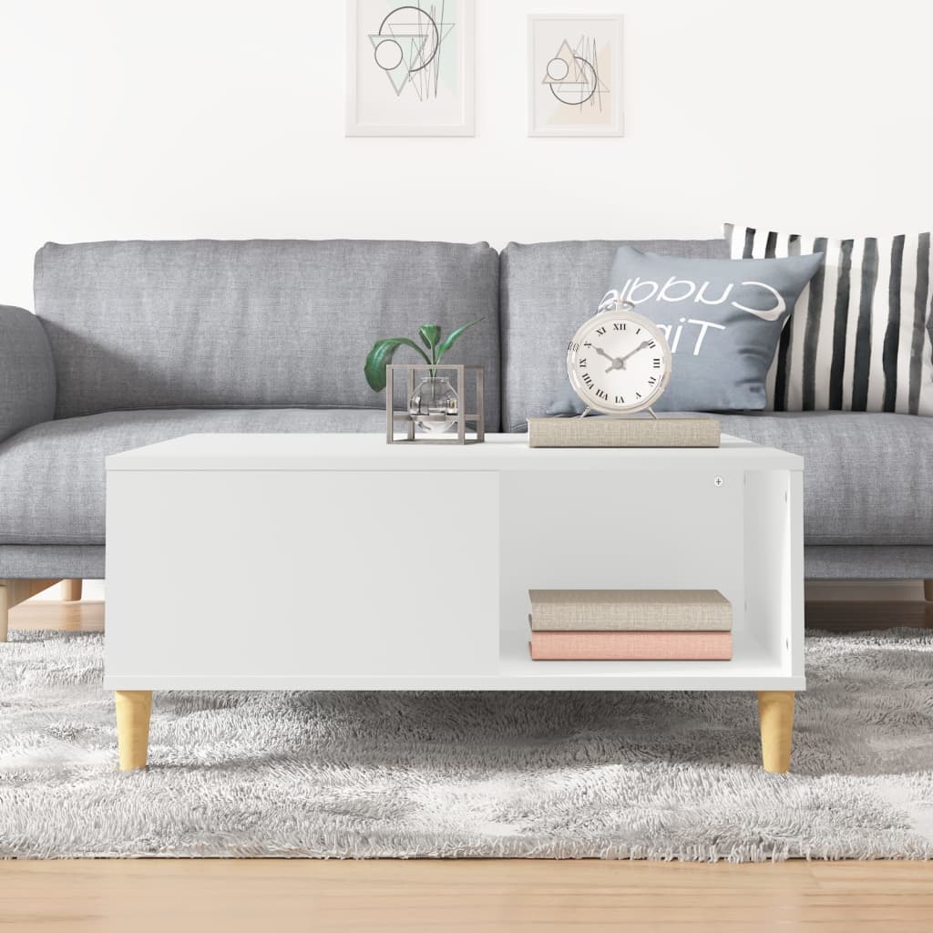 Salongbord hvit 80x80x36,5 cm konstruert tre