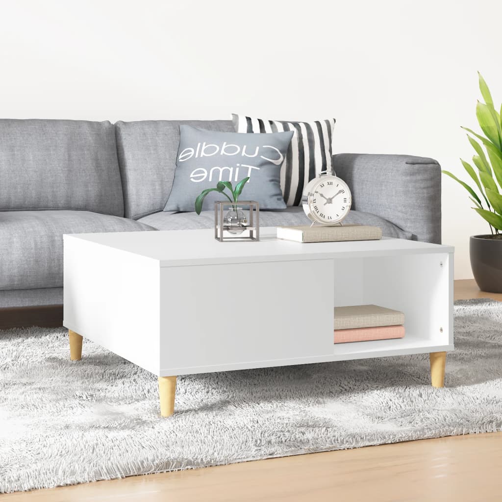 Salongbord hvit 80x80x36,5 cm konstruert tre
