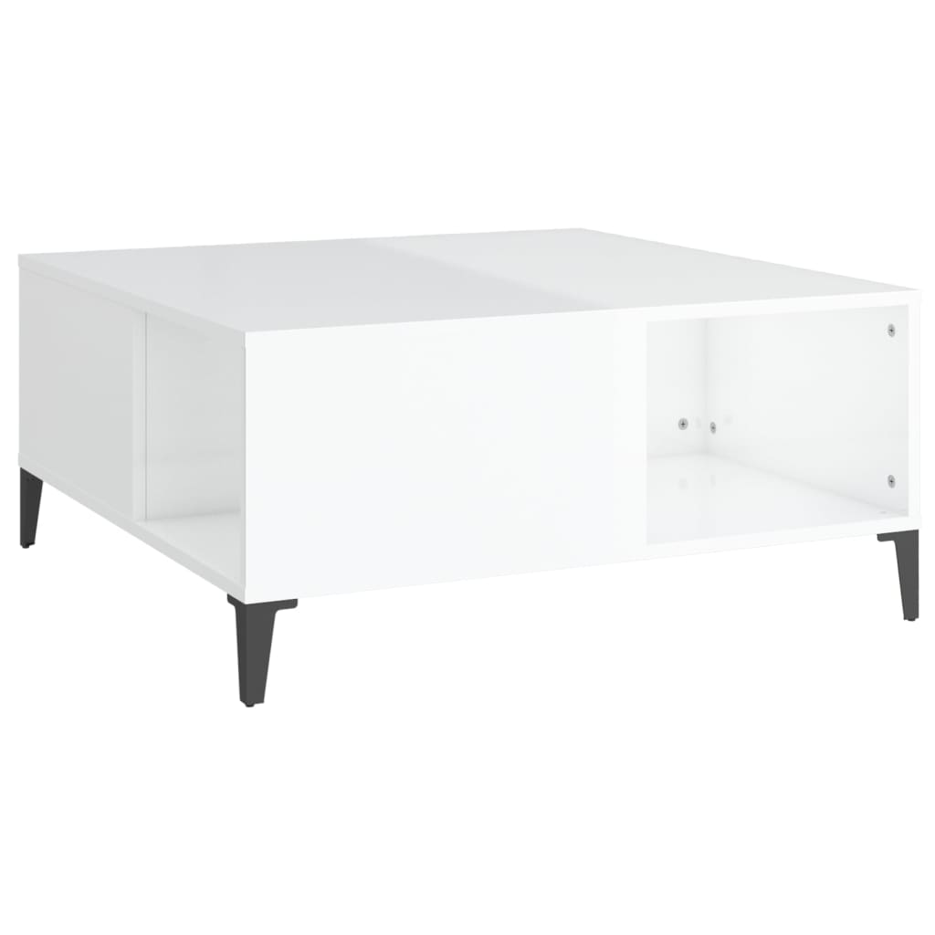 Salongbord høyglans hvit 80x80x36,5 cm konstruert tre