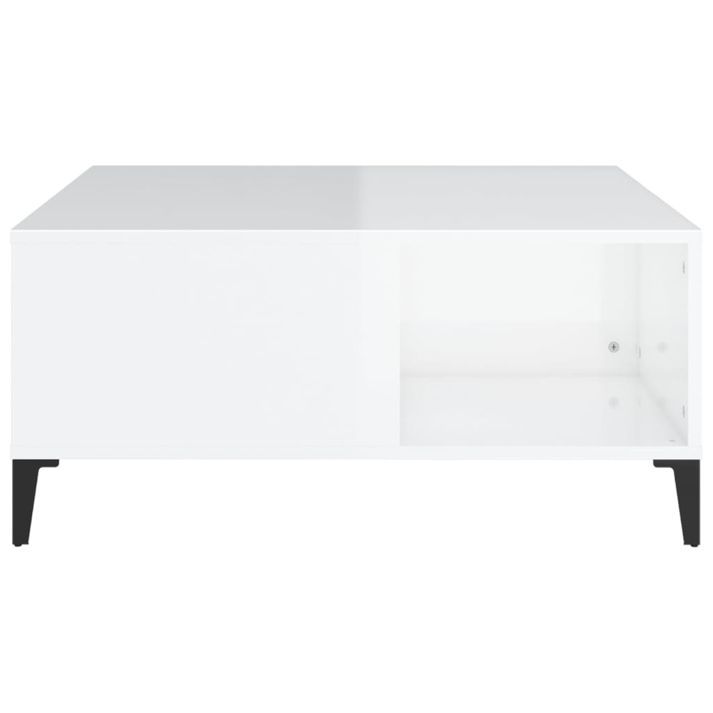 Salongbord høyglans hvit 80x80x36,5 cm konstruert tre