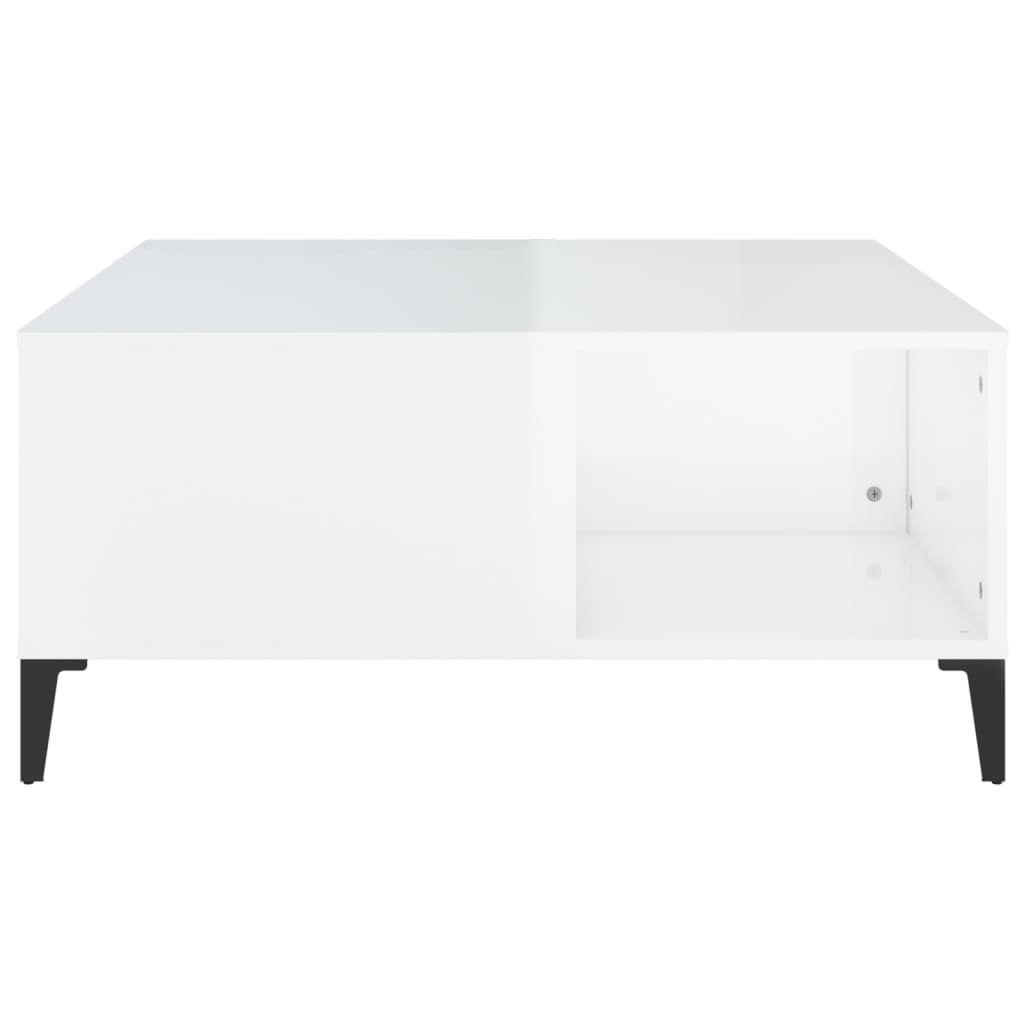 Salongbord høyglans hvit 80x80x36,5 cm konstruert tre
