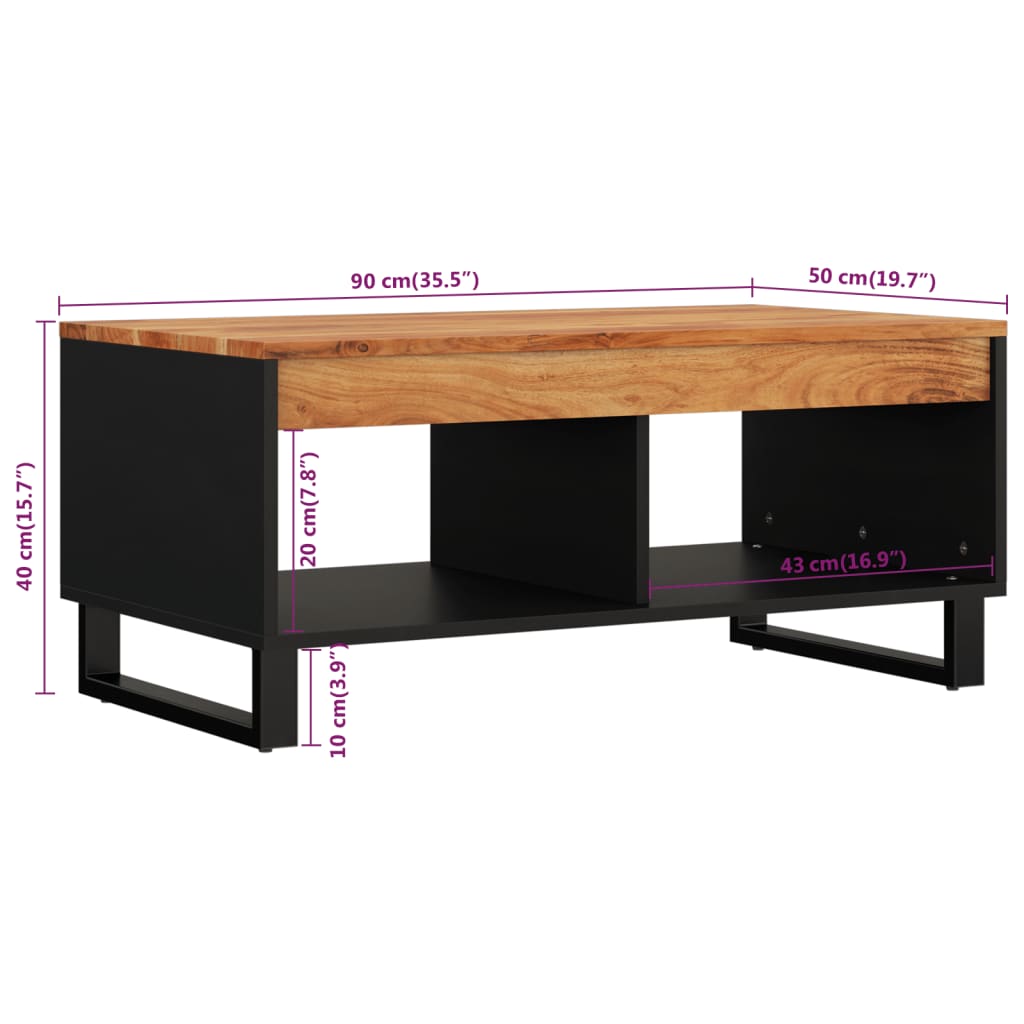 Salongbord 90x50x40 cm heltre akasie