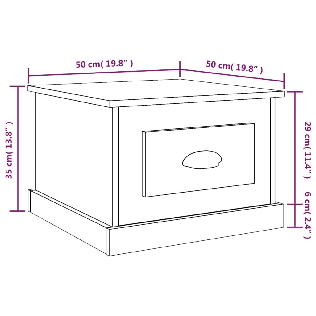Salongbord brun eik 50x50x35 cm konstruert tre