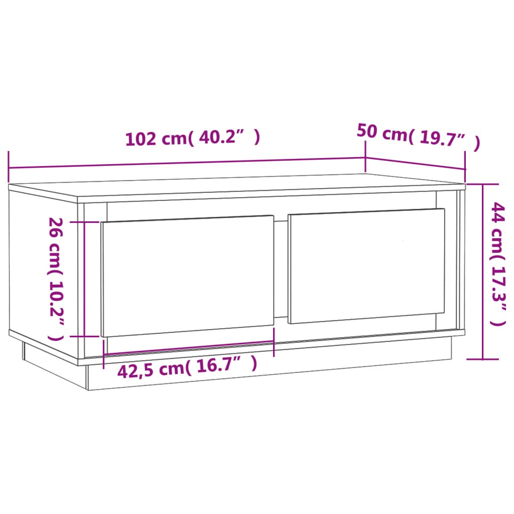Salongbord svart 102x50x44 cm konstruert tre