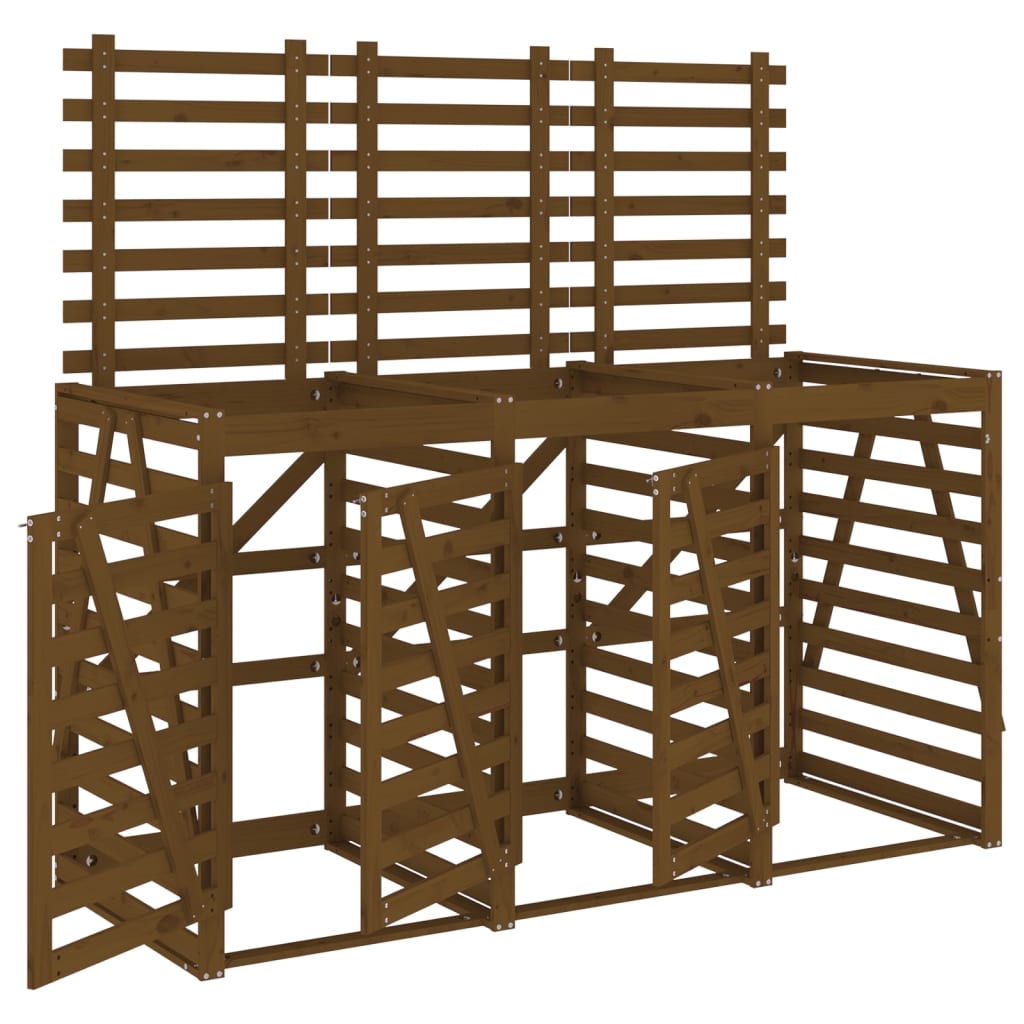 Trippelt søppeldunkskur honningbrun heltre furu