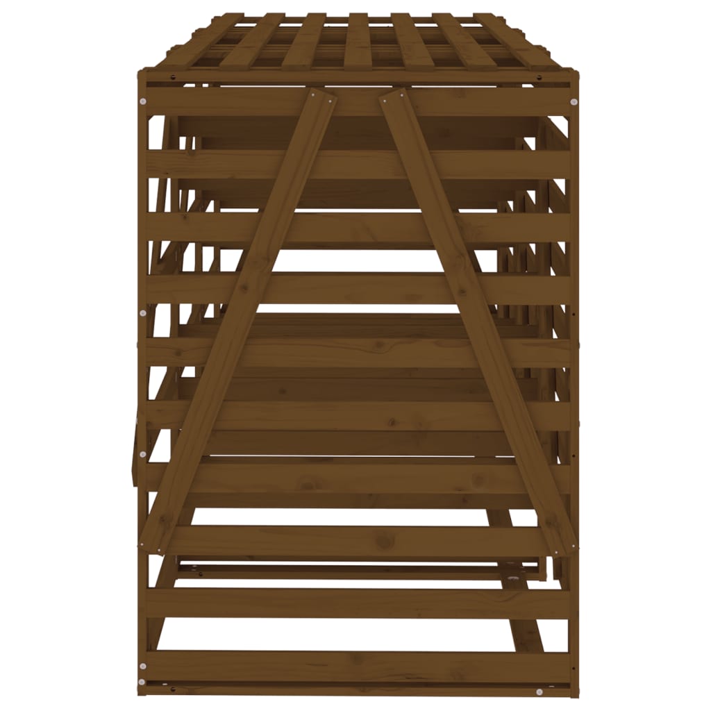 Trippelt søppeldunkskur honningbrun heltre furu