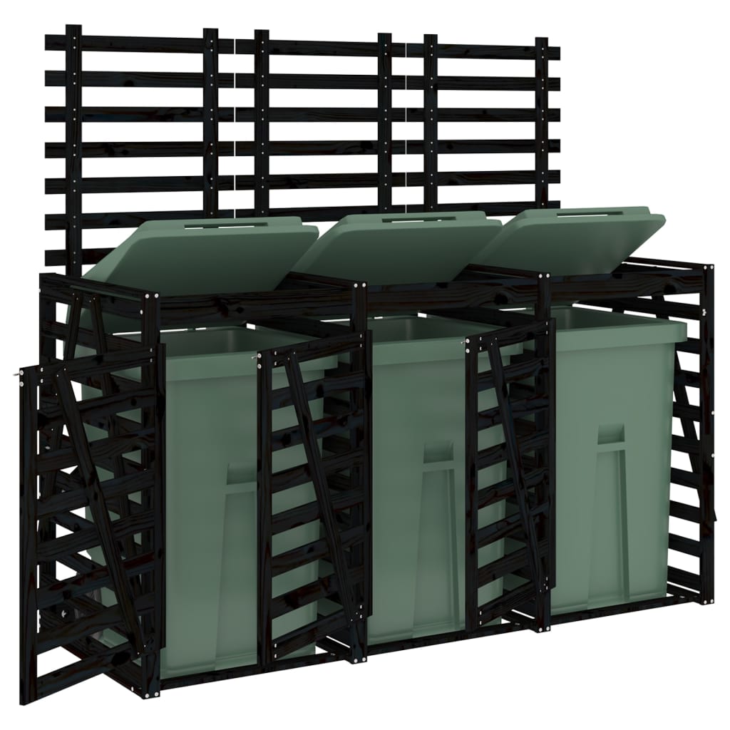 Trippelt søppeldunkskur svart heltre furu