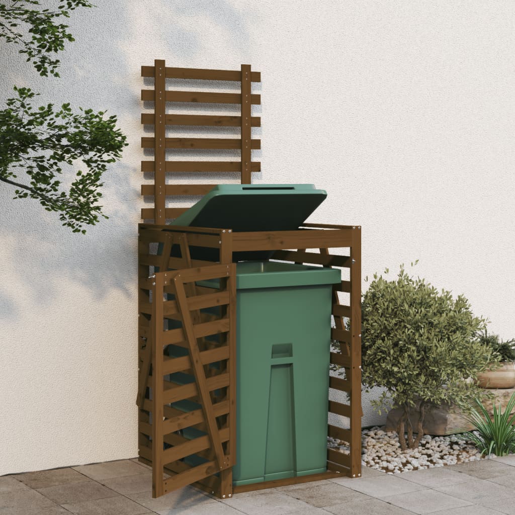 Søppeldunkskur honningbrun 84x90x128,5 cm heltre furu