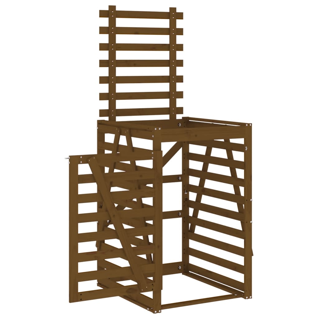 Søppeldunkskur honningbrun 84x90x128,5 cm heltre furu