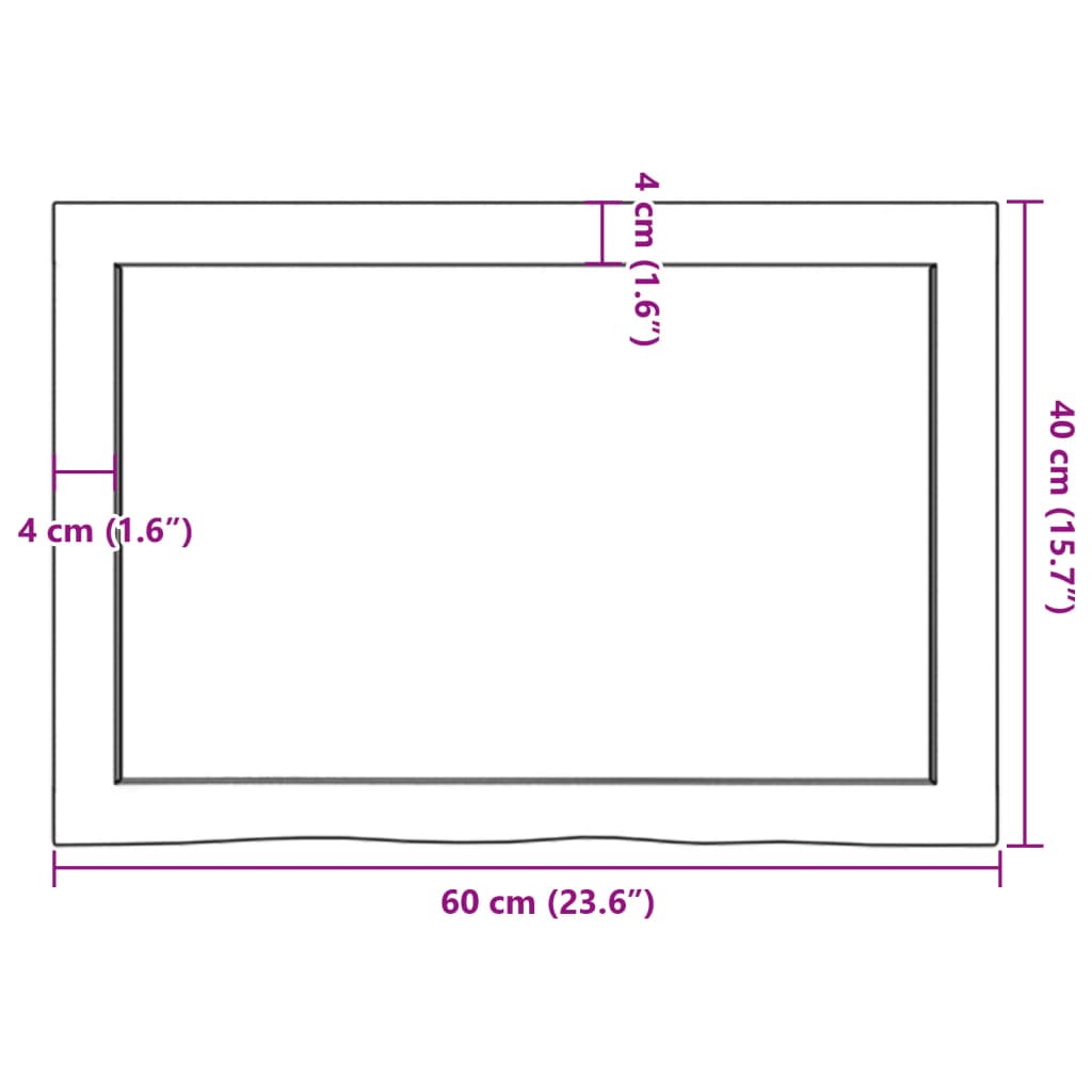 Benkeplate til bad 60x40x(2-4) cm ubehandlet heltre