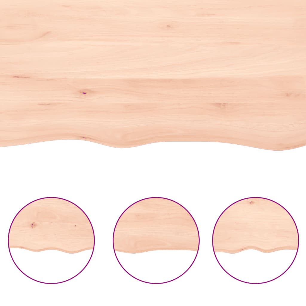 Benkeplate til bad 120x60x(2-4) cm ubehandlet heltre