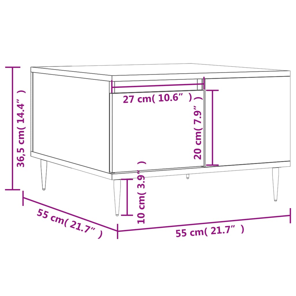 Salongbord grå sonoma 55x55x36,5 cm konstruert tre