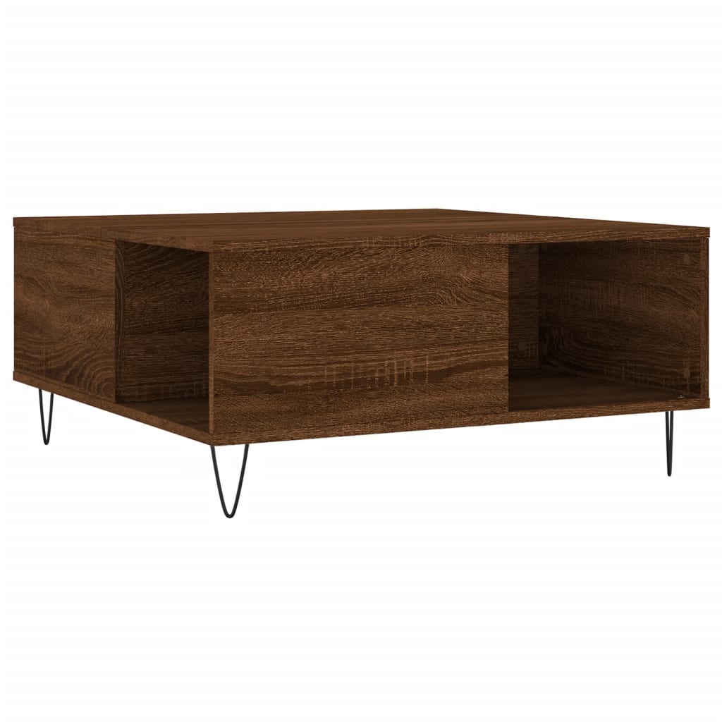 Salongbord brun eik 80x80x36,5 cm konstruert tre