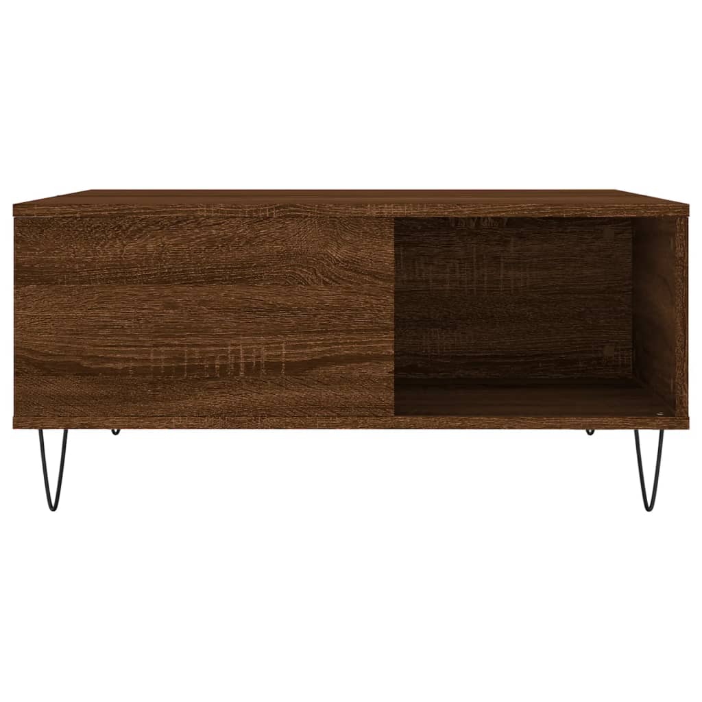 Salongbord brun eik 80x80x36,5 cm konstruert tre