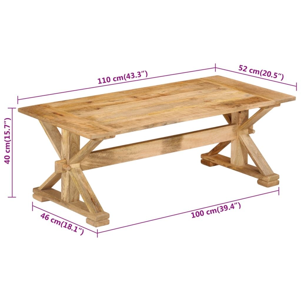 Salongbord 110x52x40 cm heltre mango