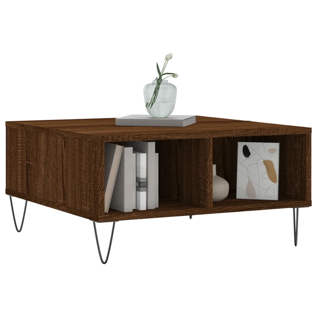 Salongbord brun eik 60x60x30 cm konstruert tre