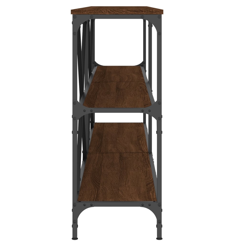 Salongbord brun eik 180x30x75 cm konstruert tre og jern