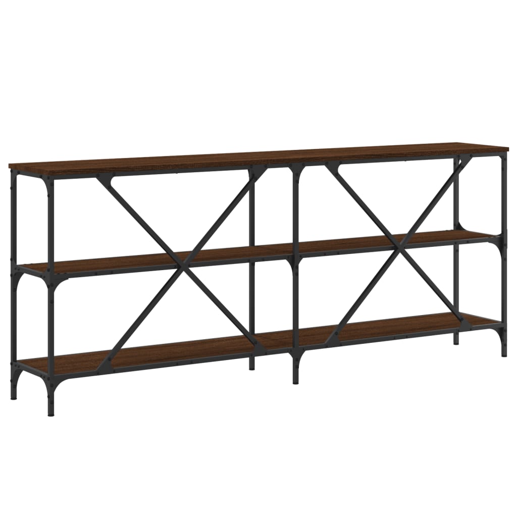 Salongbord brun eik 180x30x75 cm konstruert tre og jern
