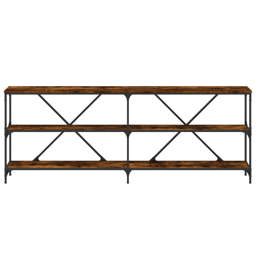 Salongbord røkt eik 200x30x75 cm konstruert tre og jern