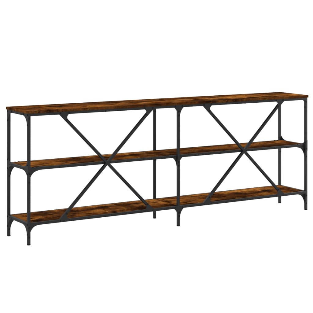 Salongbord røkt eik 200x30x75 cm konstruert tre og jern
