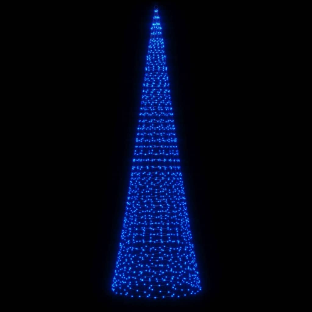 LED juletre på flaggstang 1534 LEDs Blå 500 cm