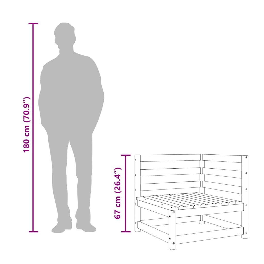Hagesofa 3-seters impregnert furu