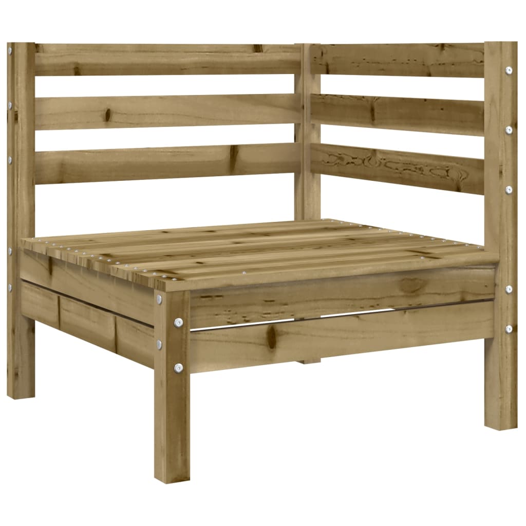 Hagesofa for hjørne med puter impregnert furu