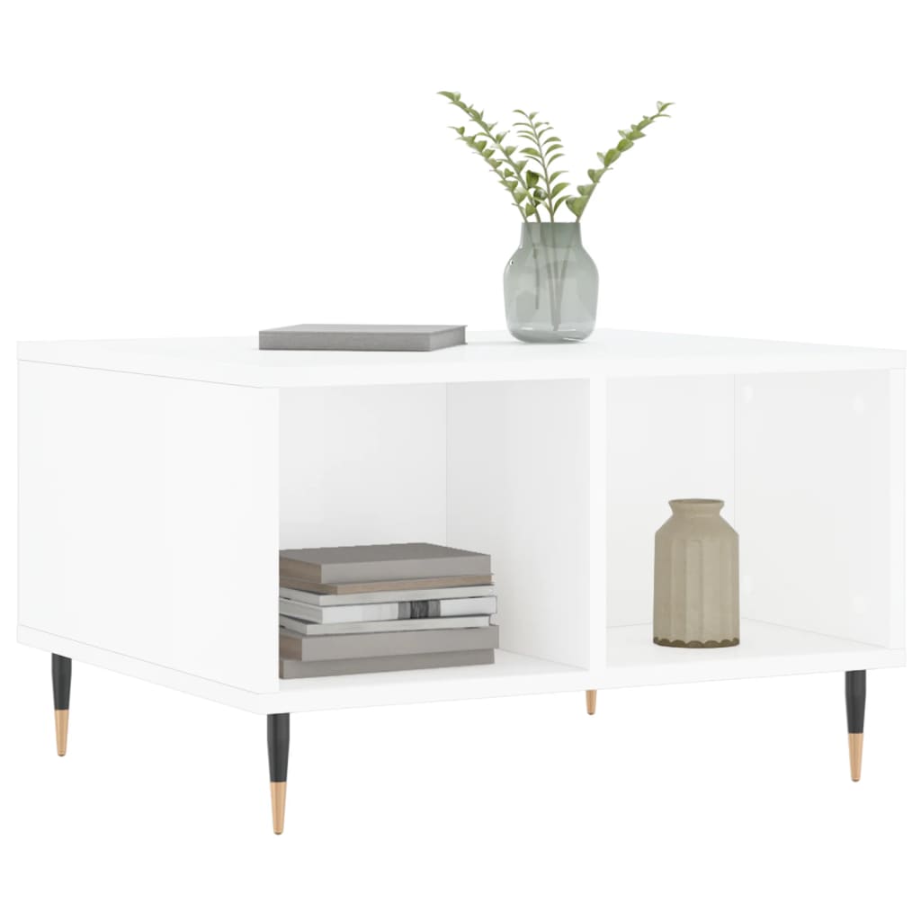 Salongbord høyglans hvit 60x50x36,5 cm konstruert tre
