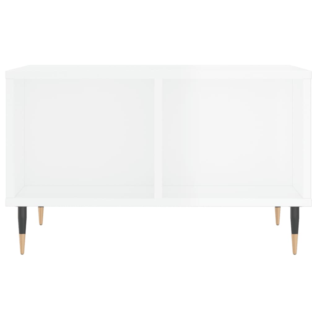 Salongbord høyglans hvit 60x50x36,5 cm konstruert tre