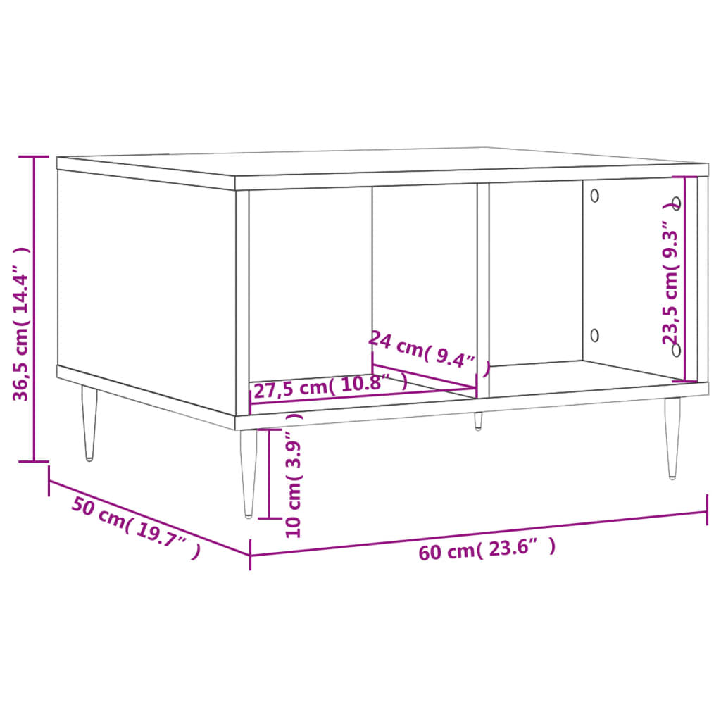 Salongbord røkt eik 60x50x36,5 cm konstruert tre