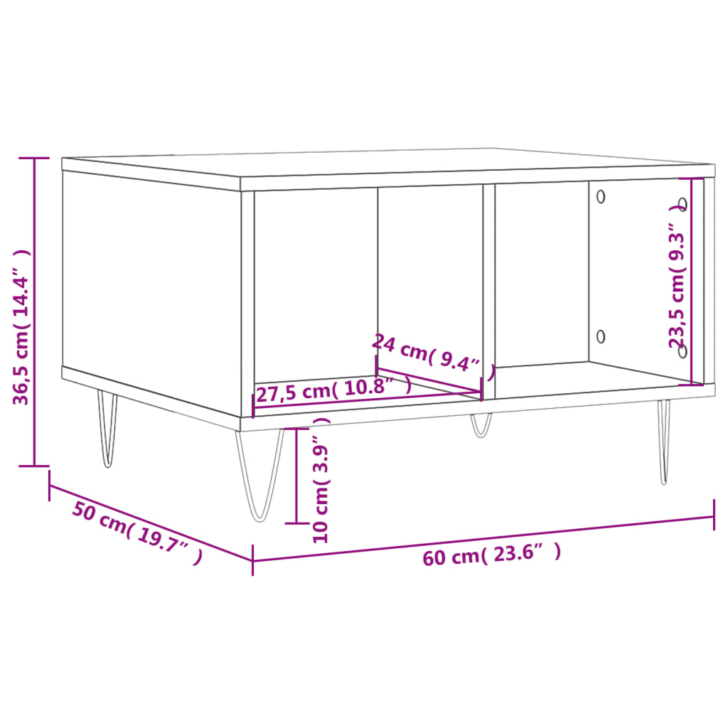 Salongbord svart 60x50x36,5 cm konstruert tre
