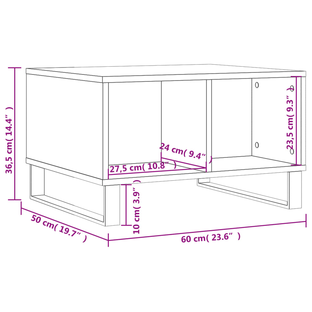 Salongbord røkt eik 60x50x36,5 cm konstruert tre