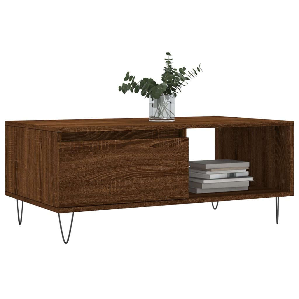 Salongbord brun eik 90x50x36,5 cm konstruert tre