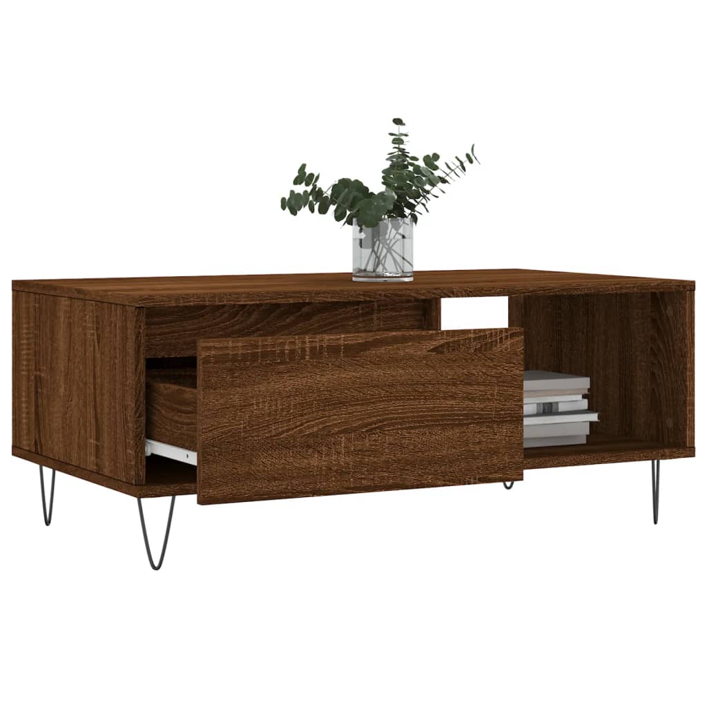 Salongbord brun eik 90x50x36,5 cm konstruert tre