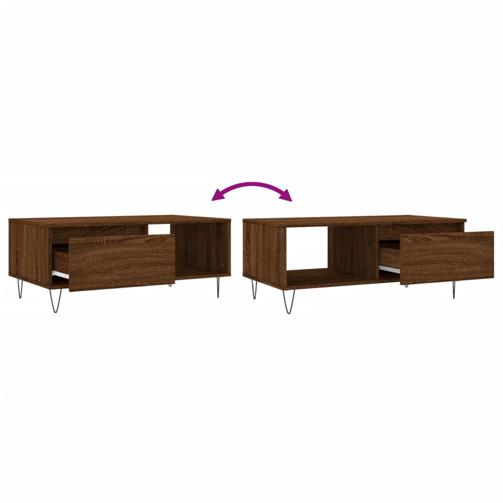 Salongbord brun eik 90x50x36,5 cm konstruert tre
