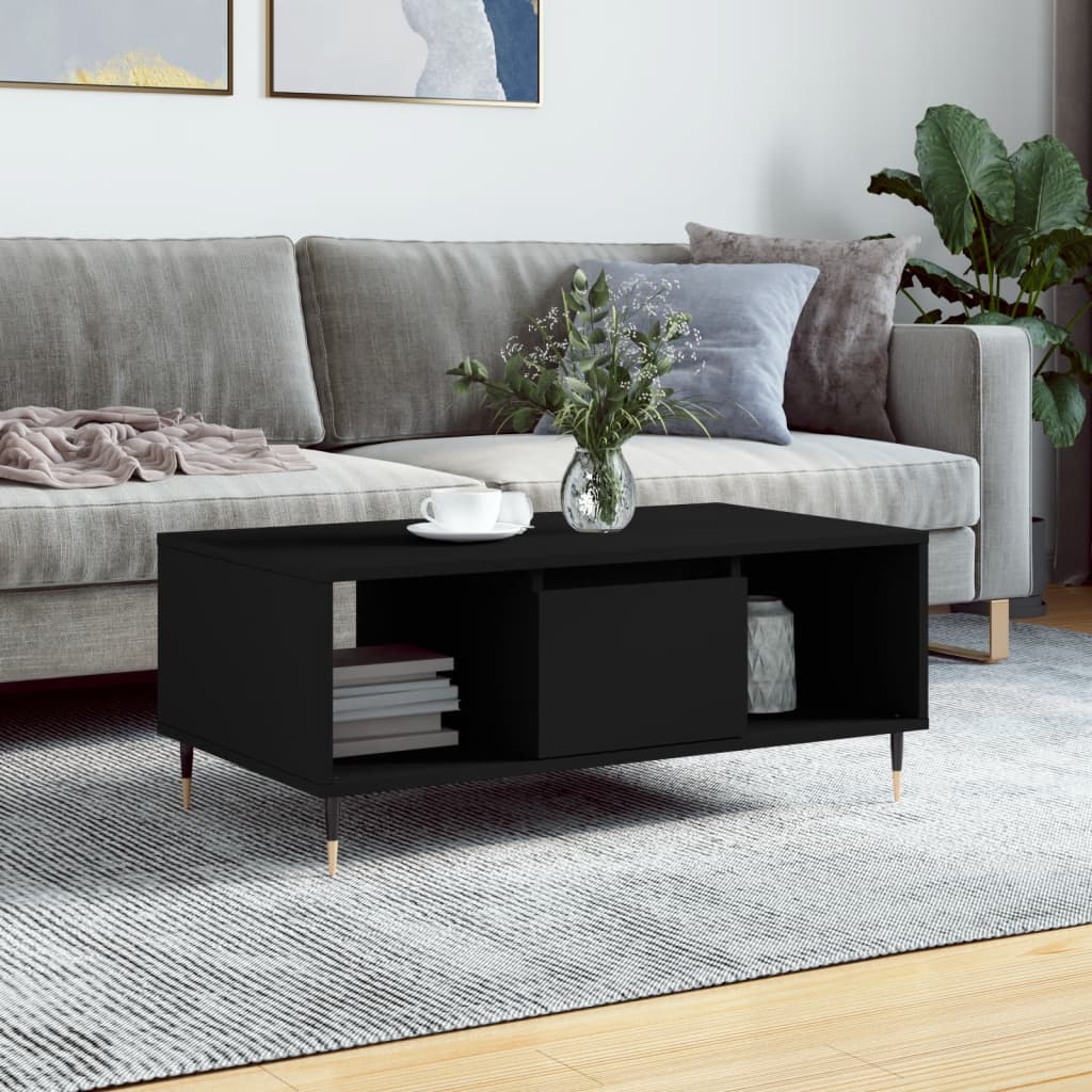 Salongbord svart 90x50x36,5 cm konstruert tre