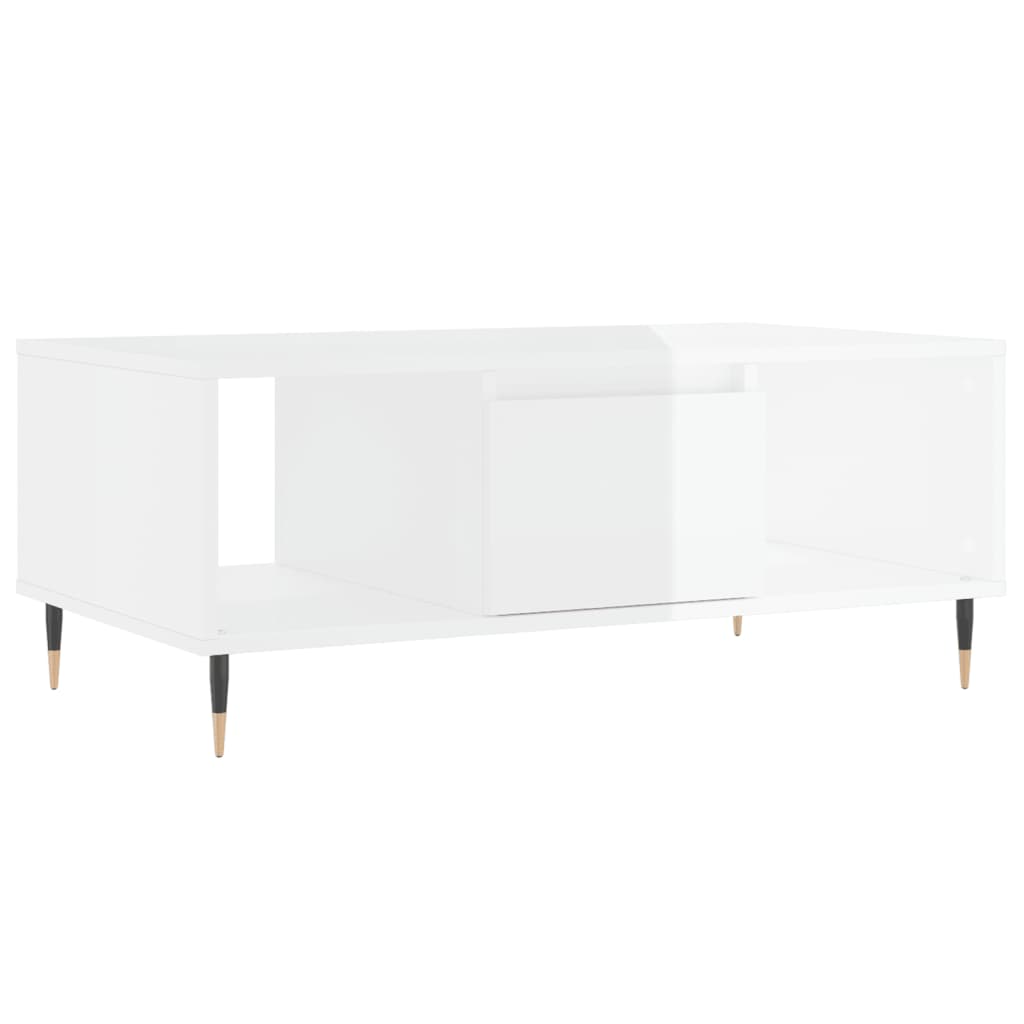 Salongbord høyglans hvit 90x50x36,5 cm konstruert tre