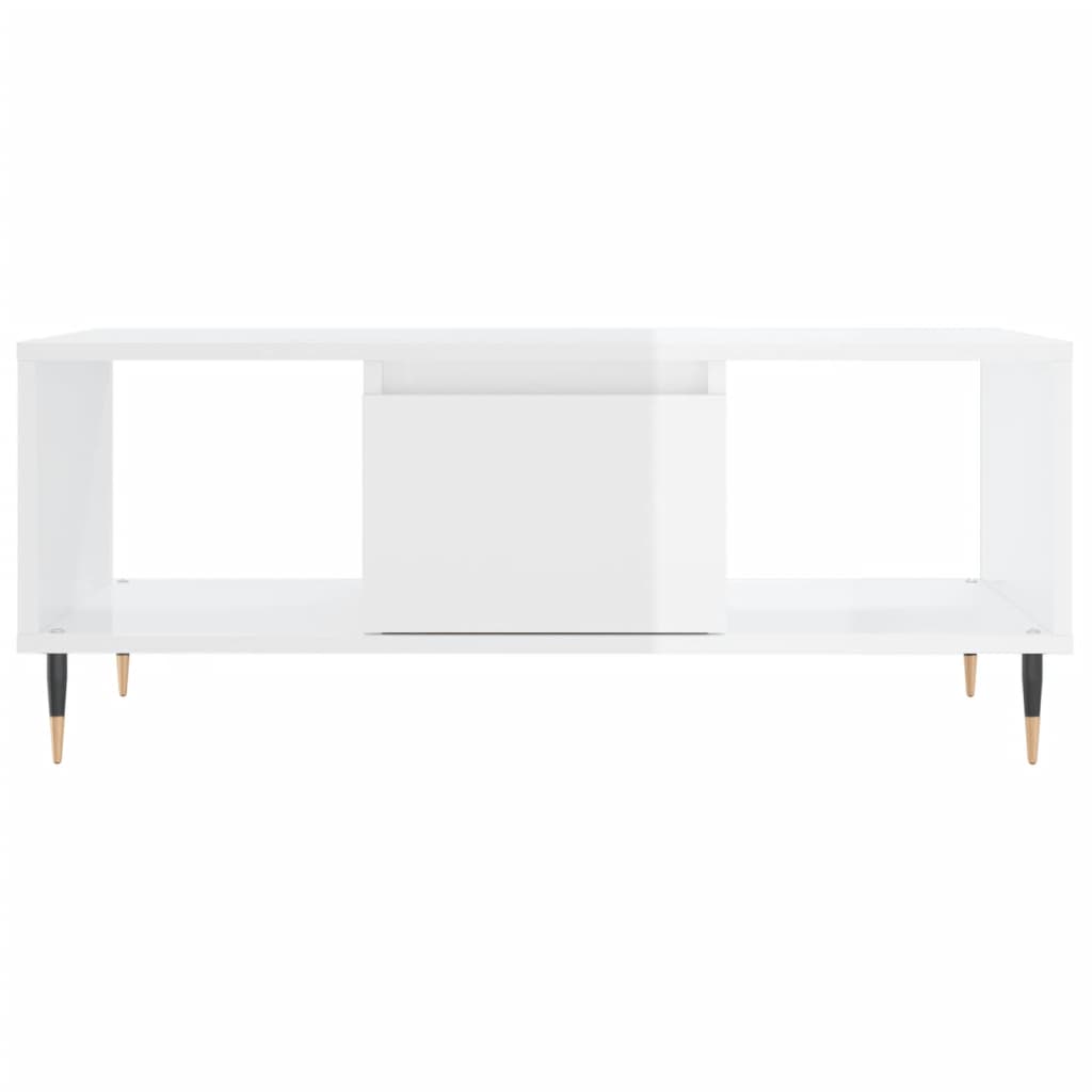 Salongbord høyglans hvit 90x50x36,5 cm konstruert tre