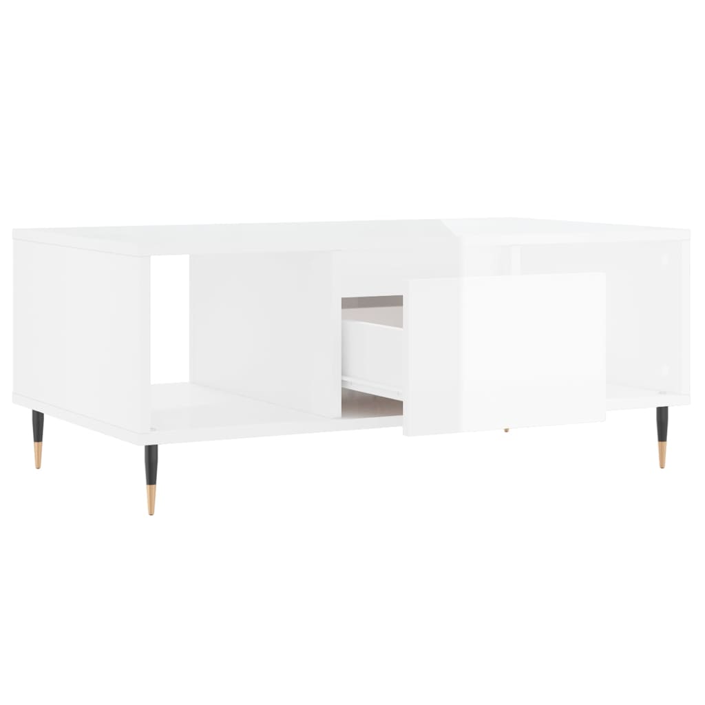 Salongbord høyglans hvit 90x50x36,5 cm konstruert tre