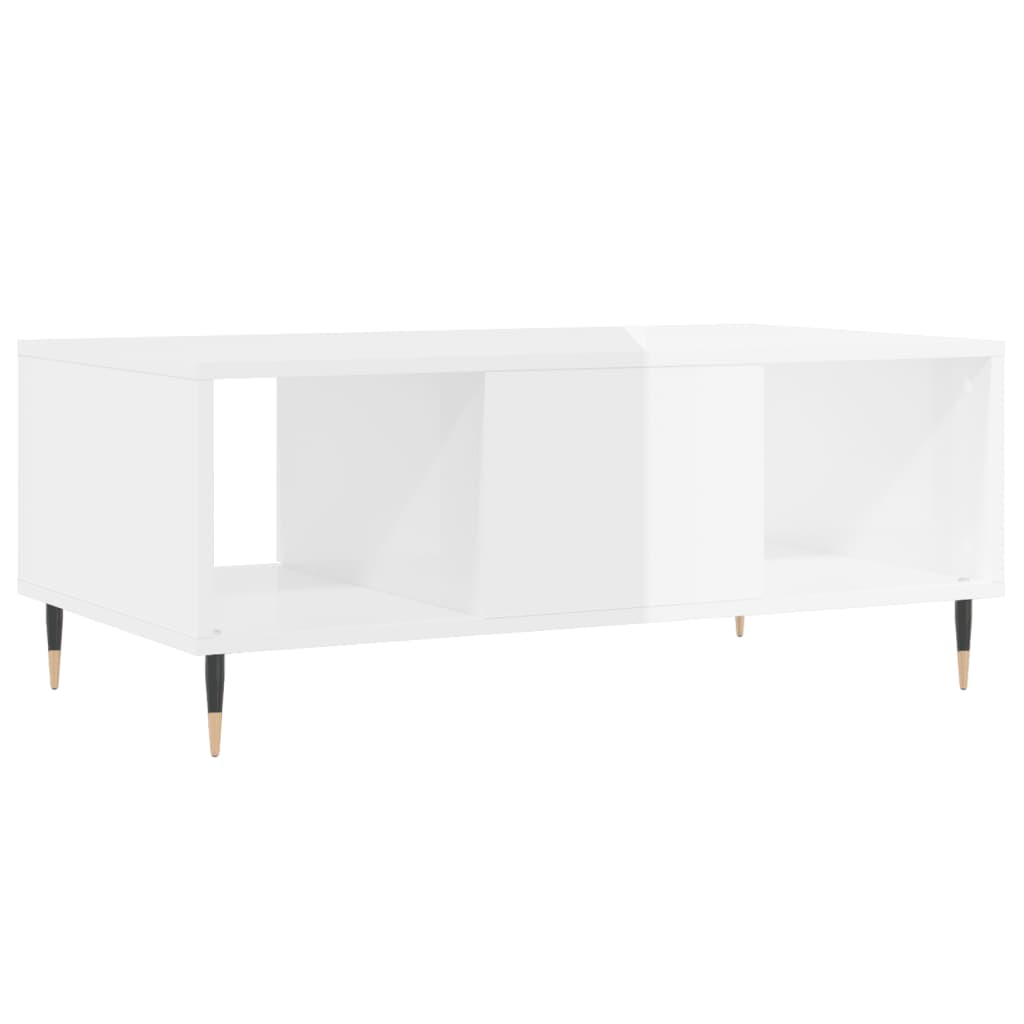 Salongbord høyglans hvit 90x50x36,5 cm konstruert tre