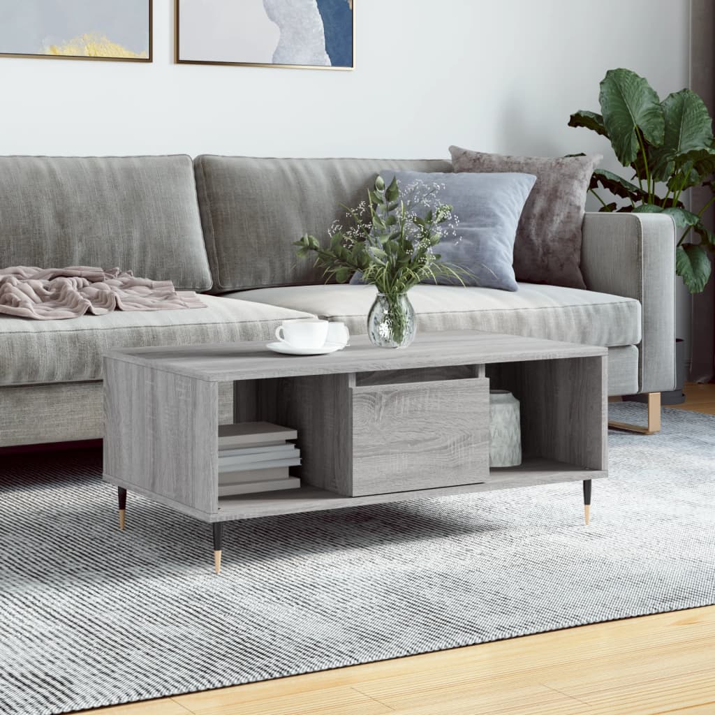 Salongbord grå sonoma 90x50x36,5 cm konstruert tre