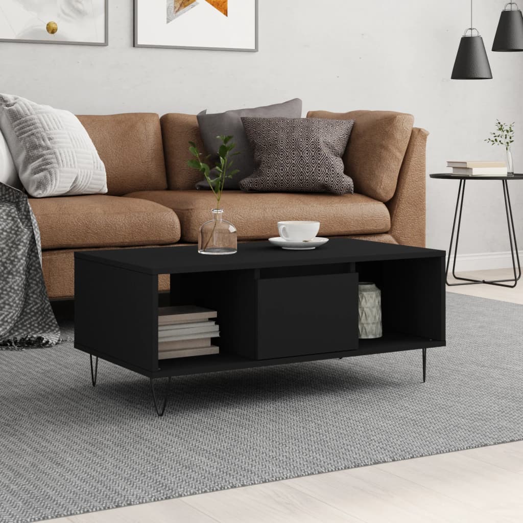 Salongbord svart 90x50x36,5 cm konstruert tre
