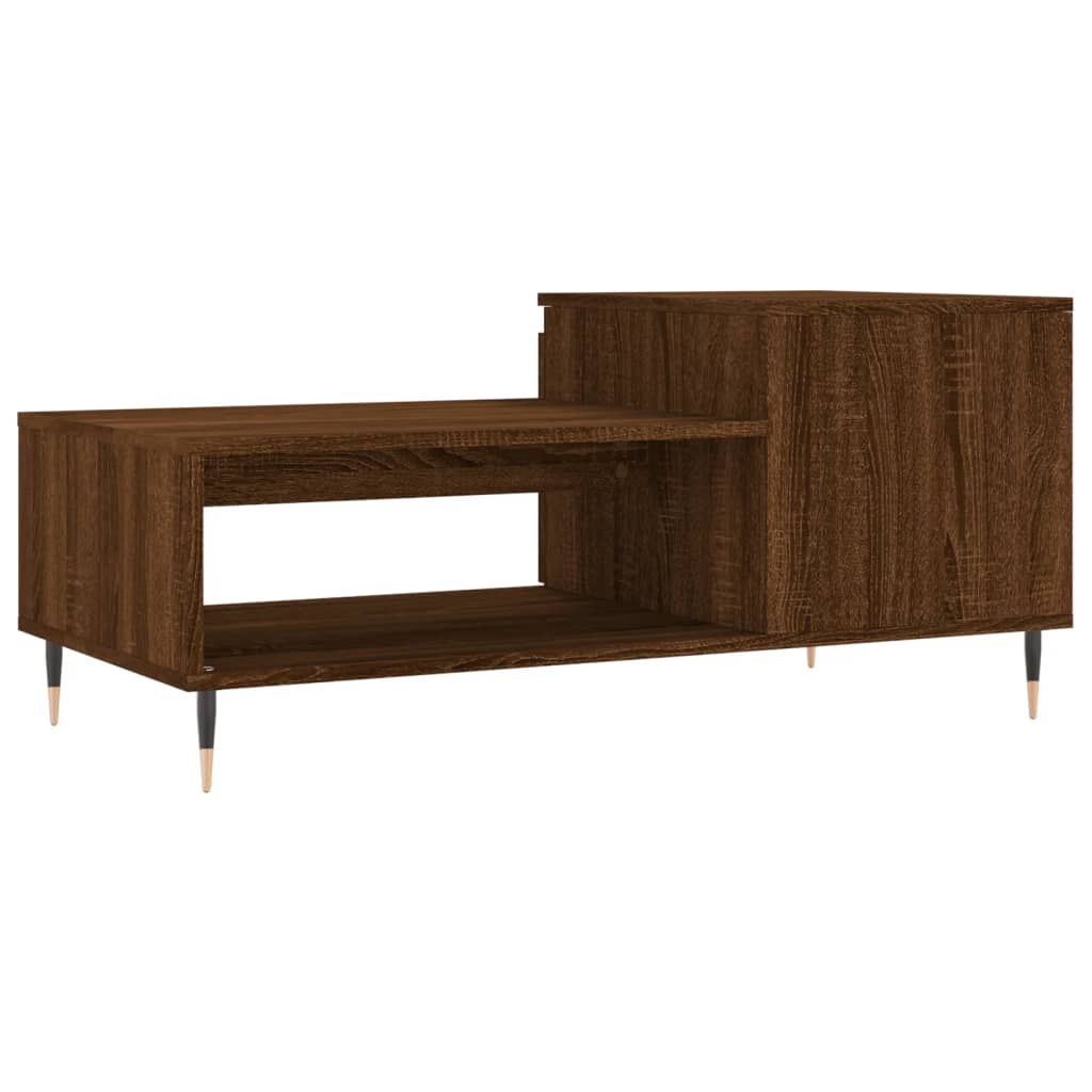 Salongbord brun eik 100x50x45 cm konstruert tre
