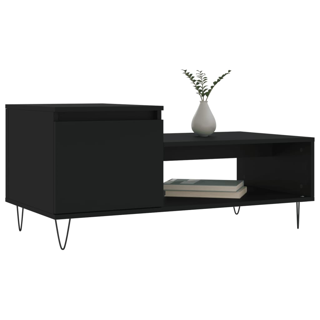Salongbord svart 100x50x45 cm konstruert tre