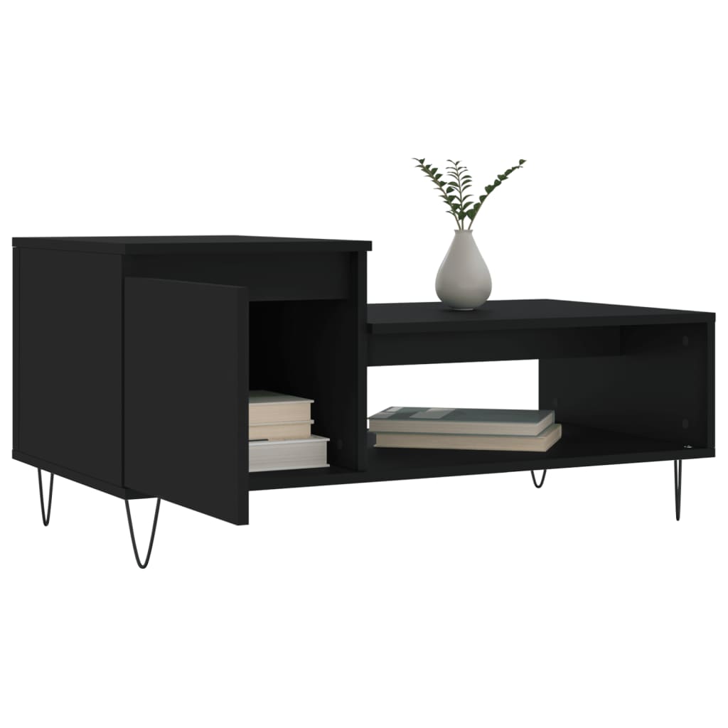 Salongbord svart 100x50x45 cm konstruert tre