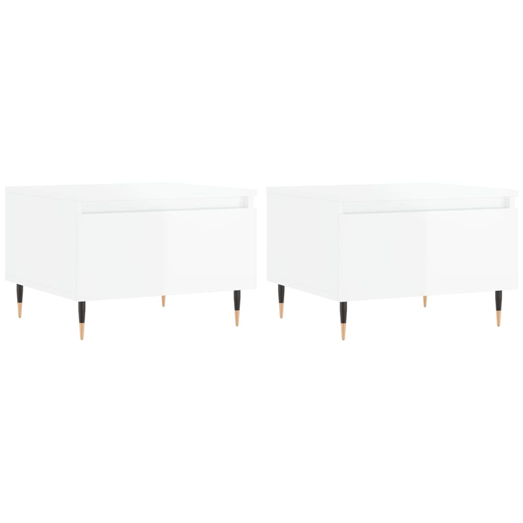Salongbord 2 stk høyglans hvit 50x46x35 cm konstruert tre